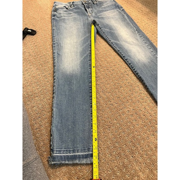 Soft Surroundings Jeans Mid Rise Raw Hem Denim Straight Leg 4 Stretch Zipper - Picture 7 of 7